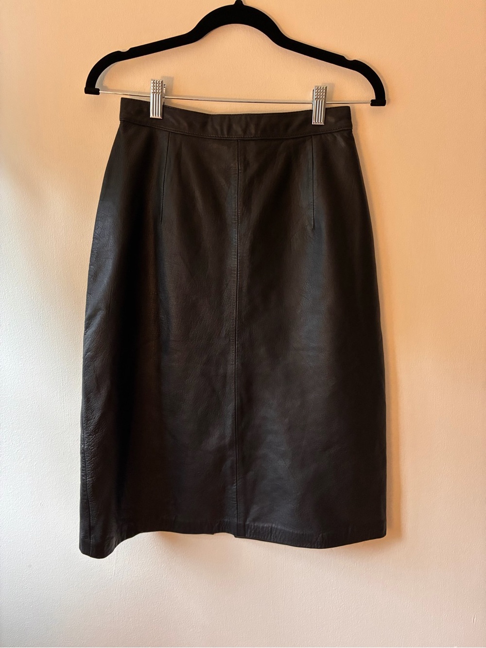 Vintage Black Leather Pencil Skirt